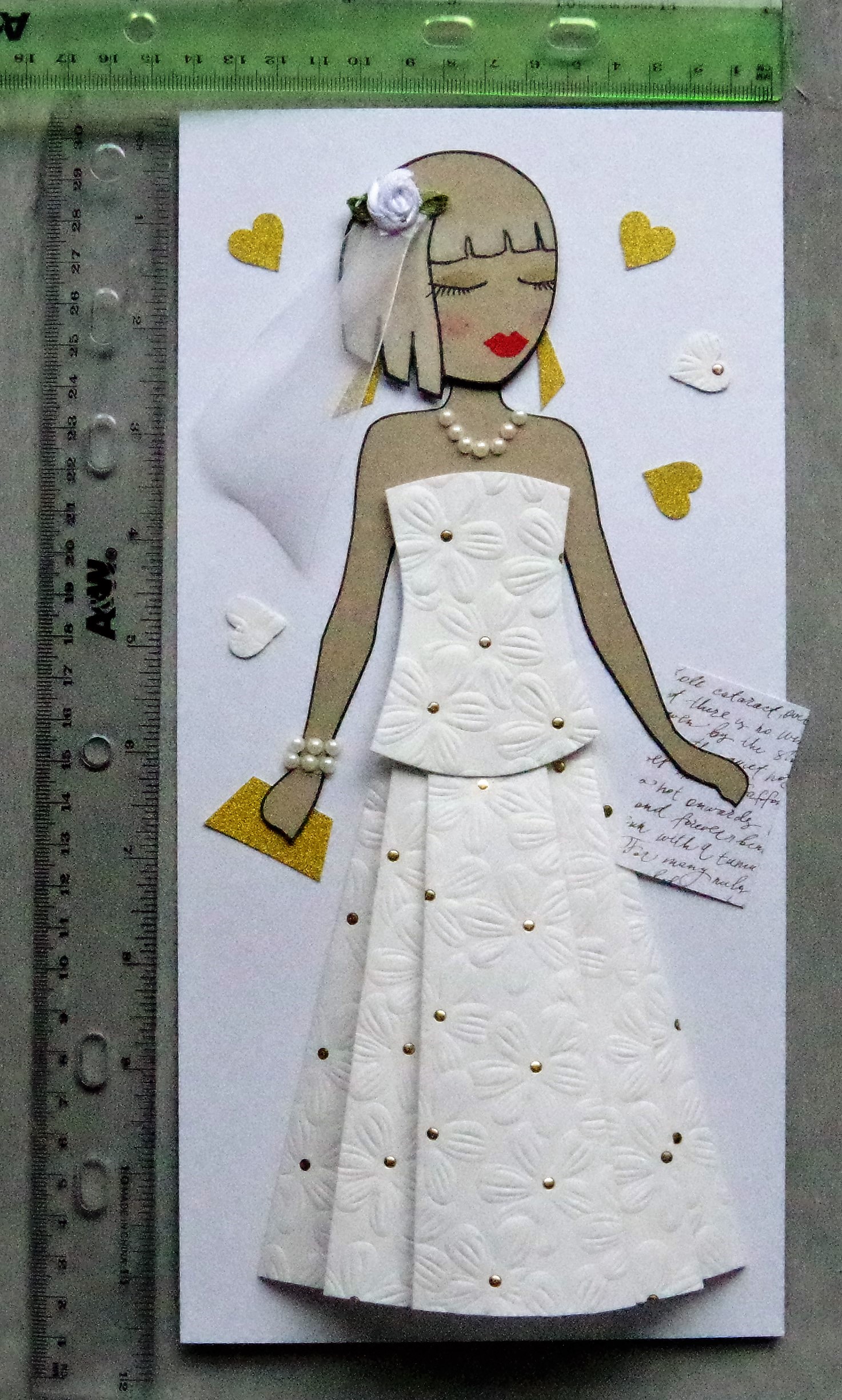 Wedding greeting card. For your friend, daughter. Tell her special personal words on her special day.